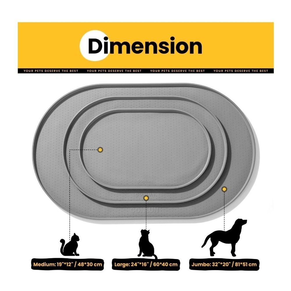 Pet Food Mat Cat-Dog-Puppy Silicone Pink Feeding Non-slip Waterproof Mat 18x12in